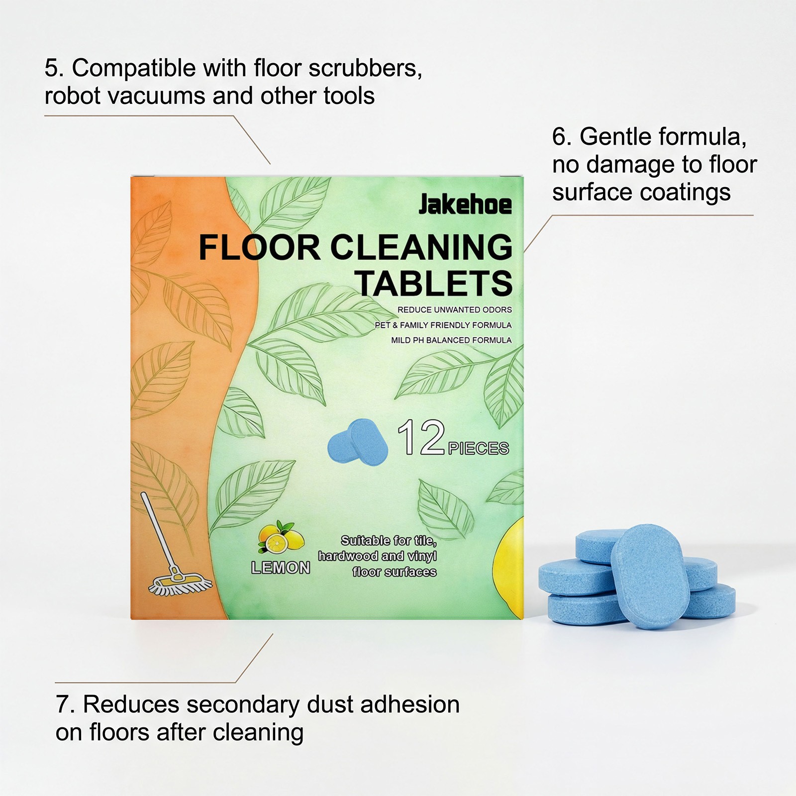 12pcs Floor Cleaning Solution Tablet Deep Cleans For Multiple Hard Floors ~HOT