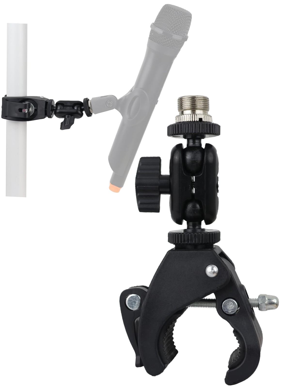 Hocoder Mic Crab Clamp Mount with 1/4 to 5/8 Inch Thread for Stands