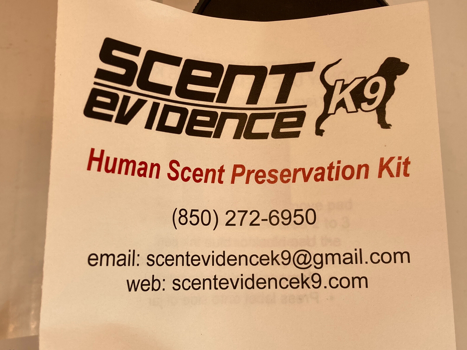 K 9 Scent Evidence kit.