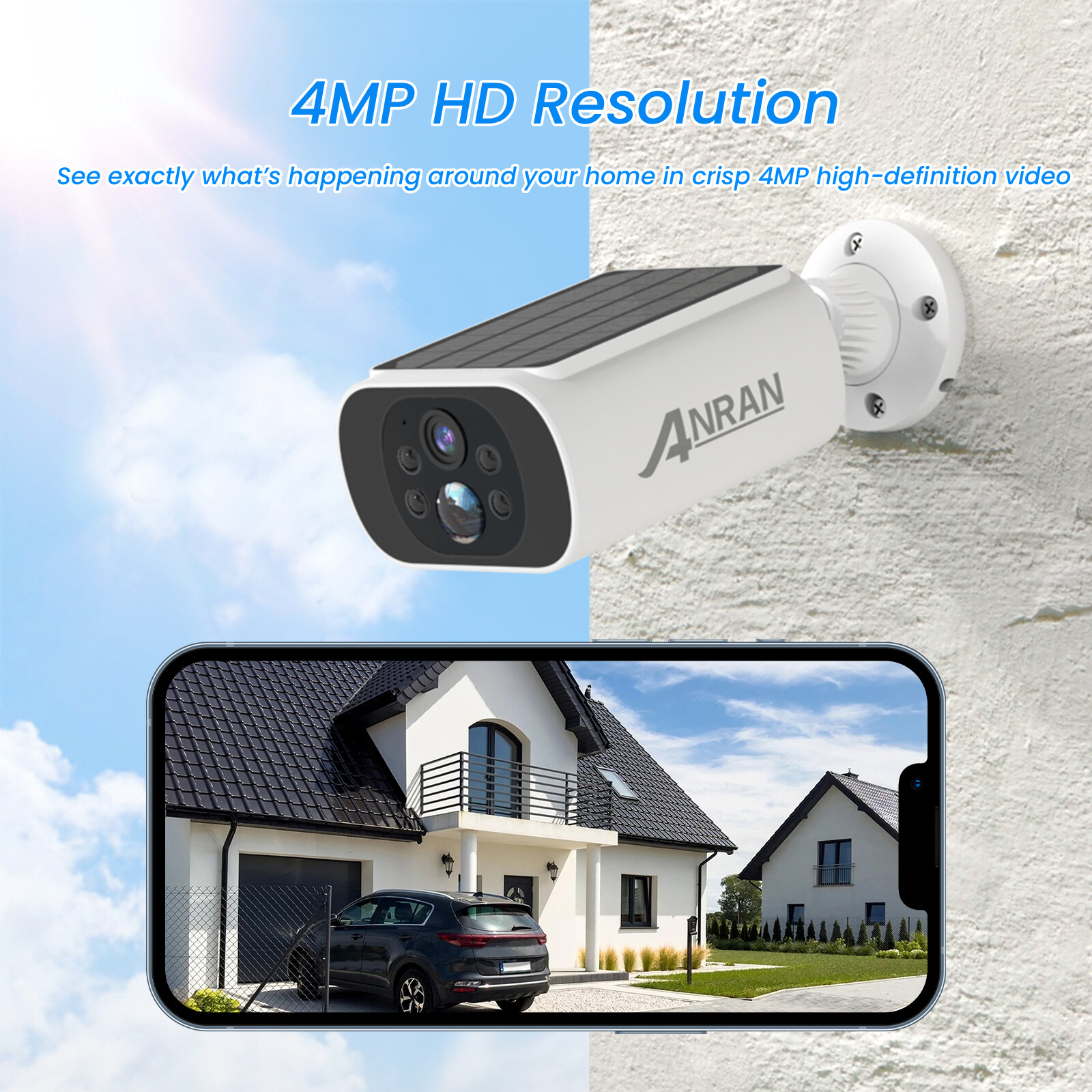 4MP Wireless Security Camera System Solar CCTV Spotlight W/ 64GB SD Card