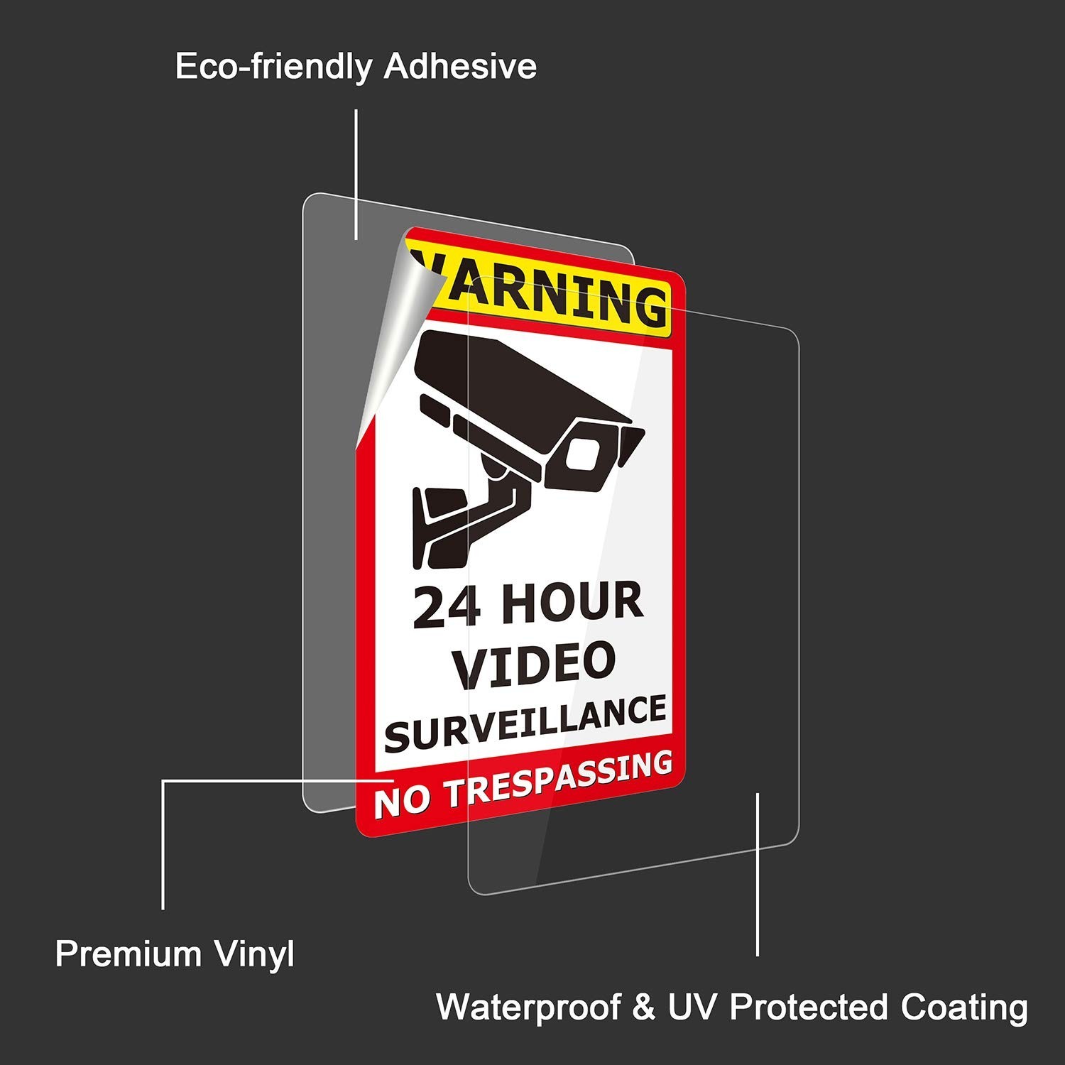 UV Resistant 10 Pack Video Surveillance Signs - Secure Your Property Effectively