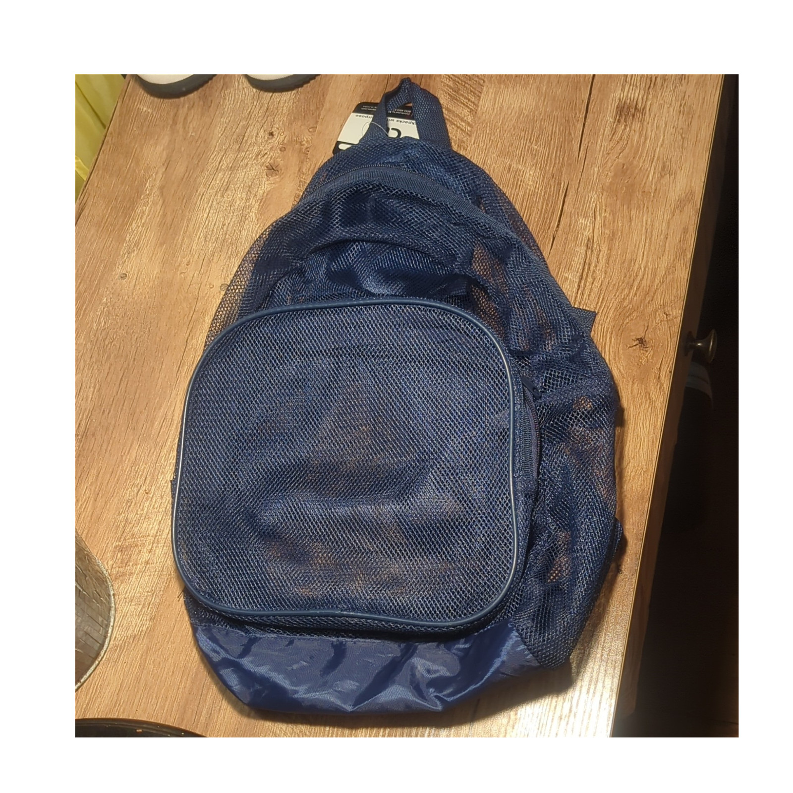 ap 18" Navy Mesh Hiking Backpack Adjustable Straps Zipper Closure 2 Pockets