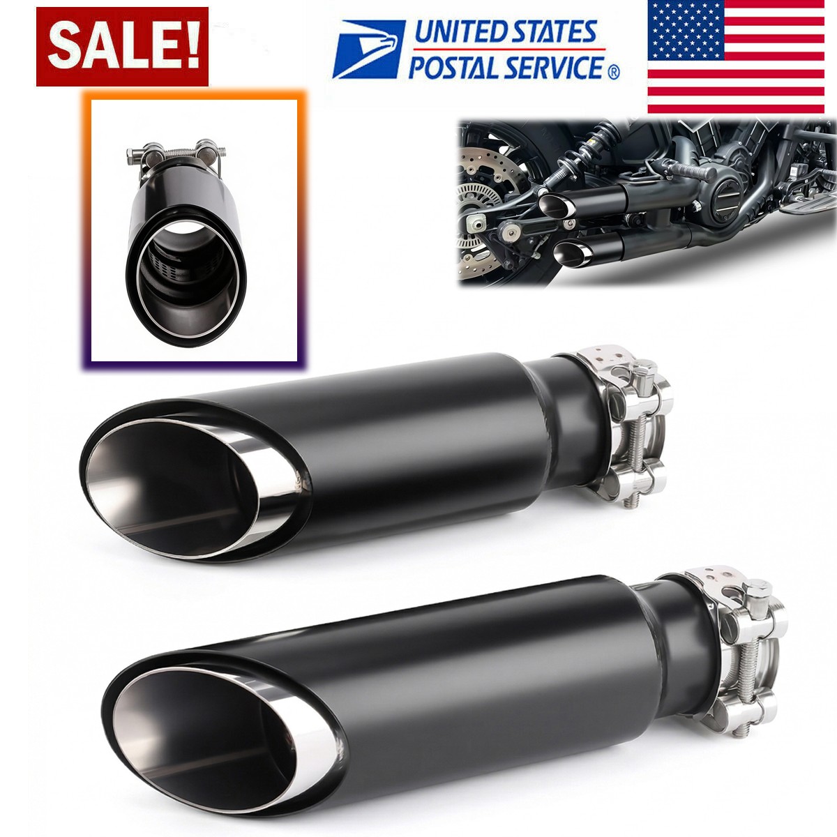 Slip-on Shorty Exhaust Tail Pipes For Indian Scout Sixty Bobber Twenty 2015-2025