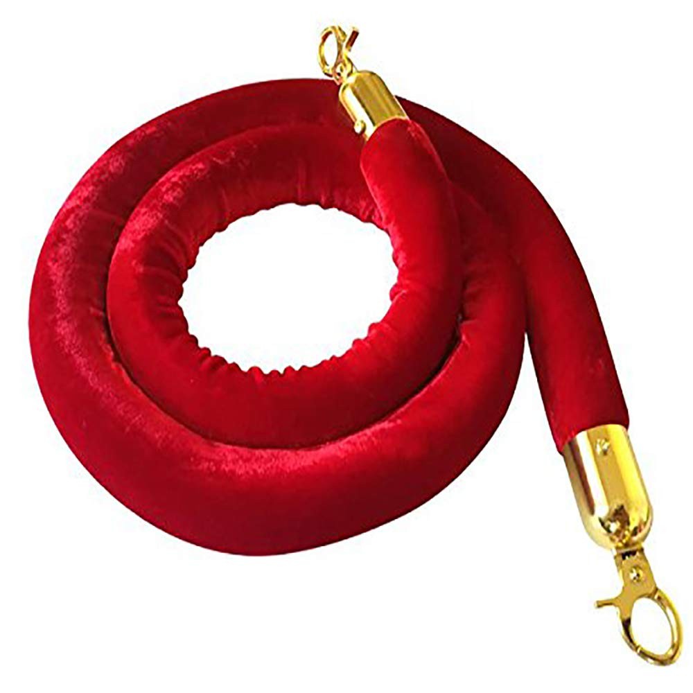 Red Velvet Stanchion Rope Crowd Control Rope Barrier with Gold Color