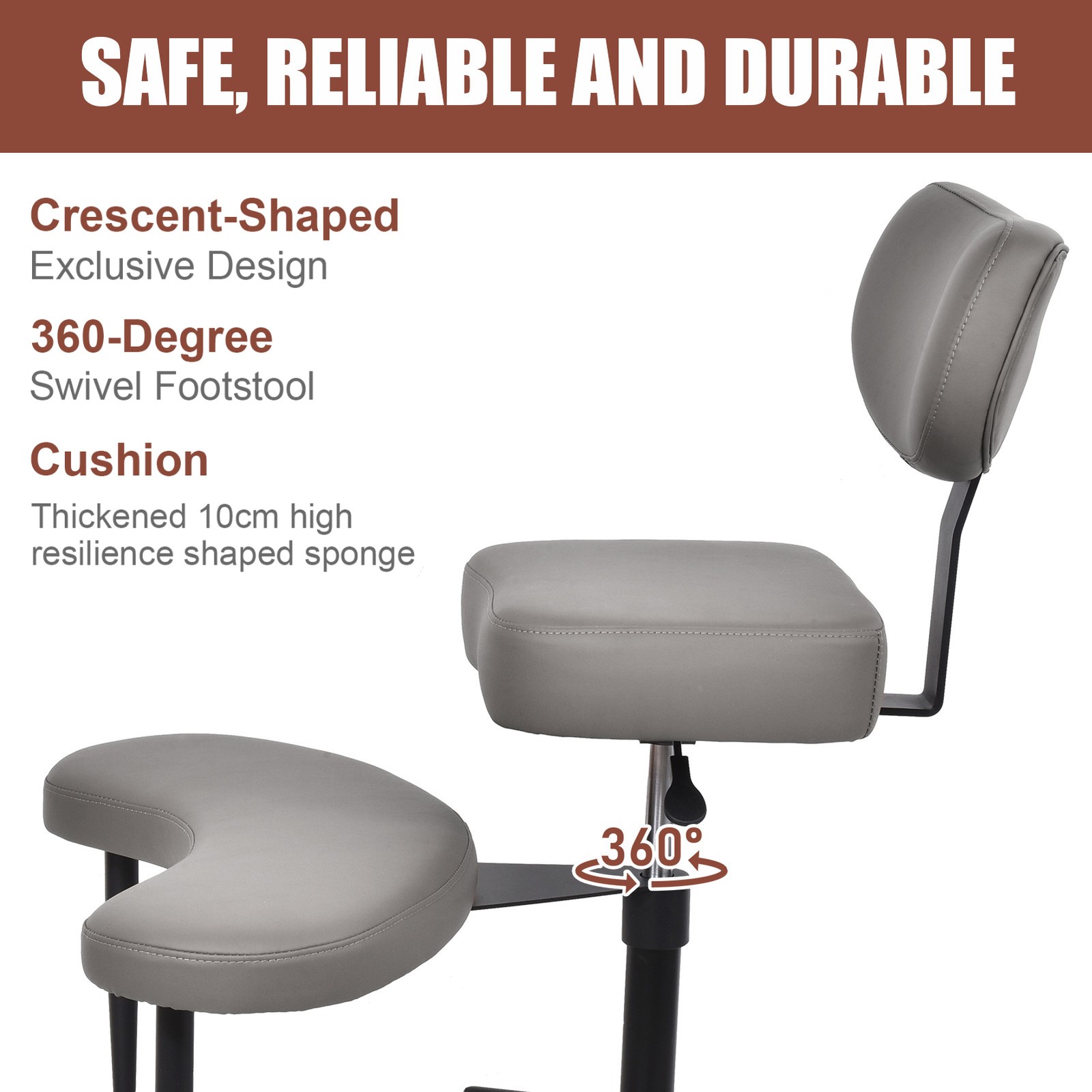Ergonomic Cross Legged Chair, 360° Swivel Meditation Chair Height Adjustable Sea