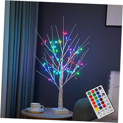 Lighted Birch Tree for Indoor Decor with 72 LED Lights, 72 LEDs RGB Birch Tree