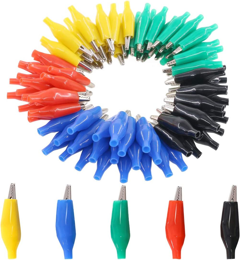 Glarks 100Pcs 1.1''/28Mm Alligator Clips Crocodile Electrical Test Clamps Jumper
