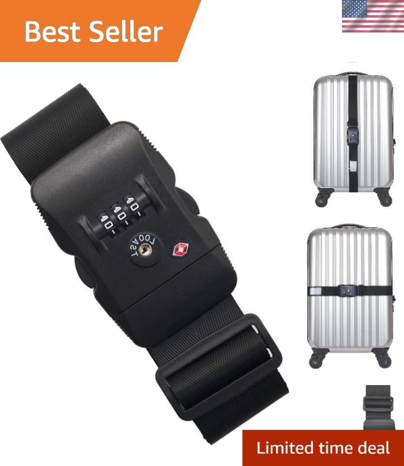 Heavy Duty Luggage Straps TSA Approved with Combination Lock Adjustable Trave...