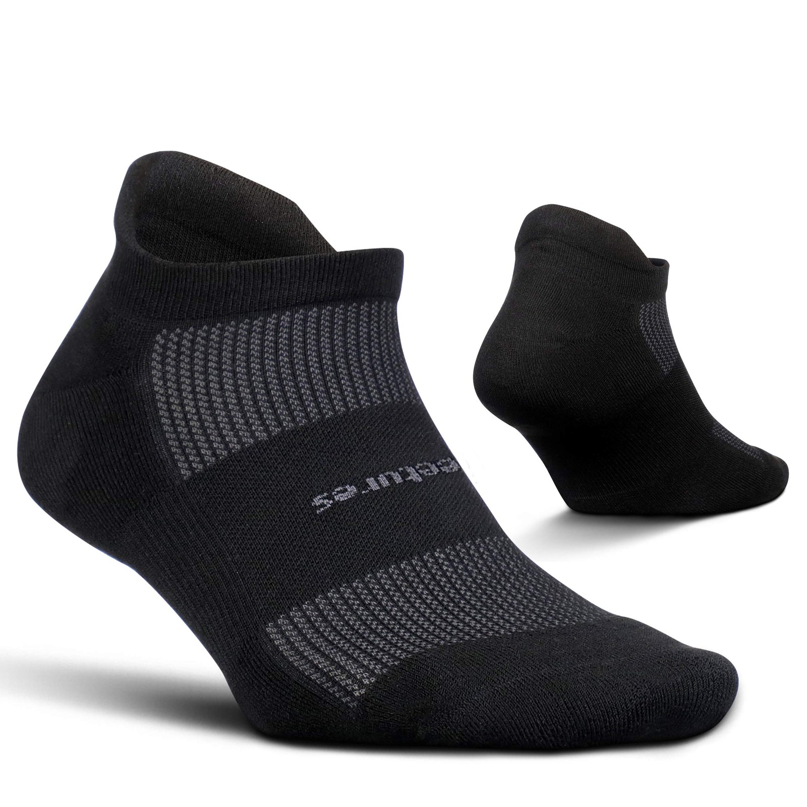 Feetures Max Cushion Ankle Tab Athletic Socks for Men & Women, Black Large
