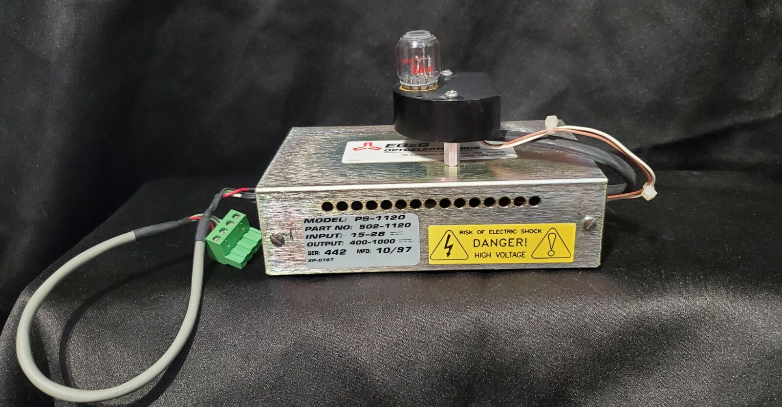EG&G Optoelectronics PS-1120  Power Supply 15-28v 400-1000 w/ EG&G FLASHTUBE
