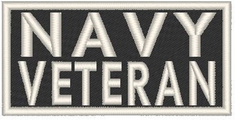 NAVY VETERAN Iron-On Patch  Biker Military Tactical Emblem White  Border