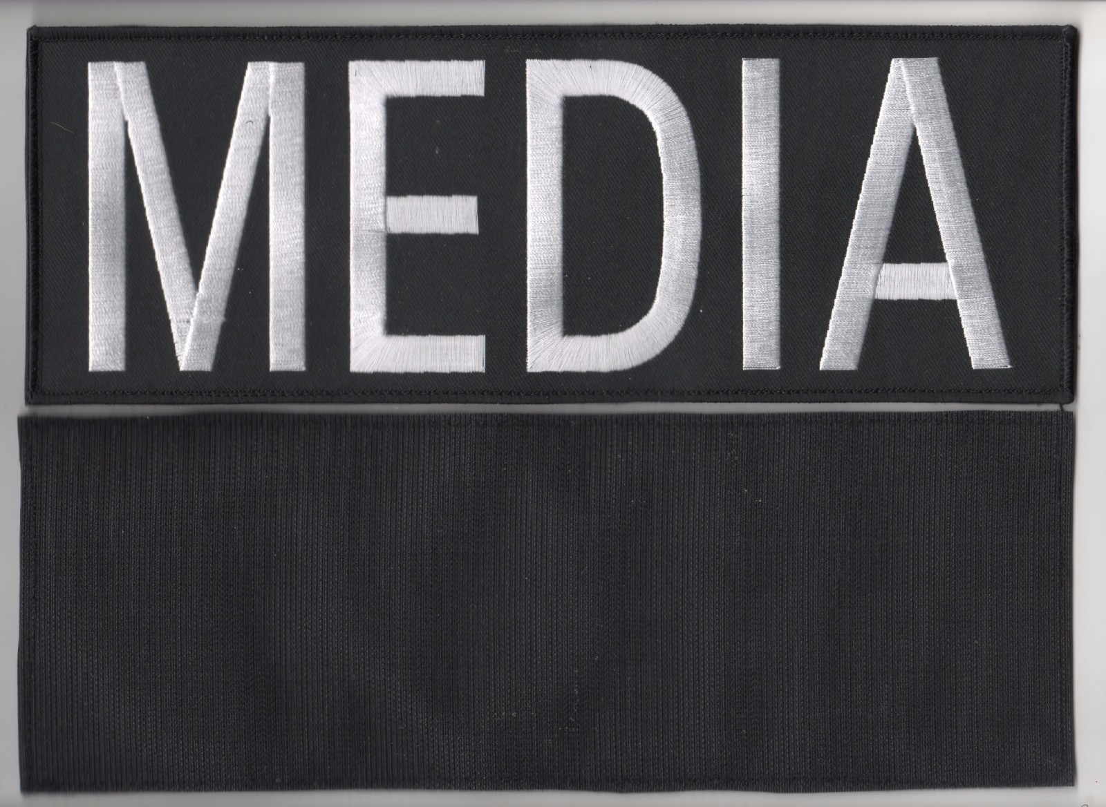 NEWS PRESS @MEDIA TV 11" white-on-Black vêlkrö PATCH for BULLETPROOF JACKET VEST