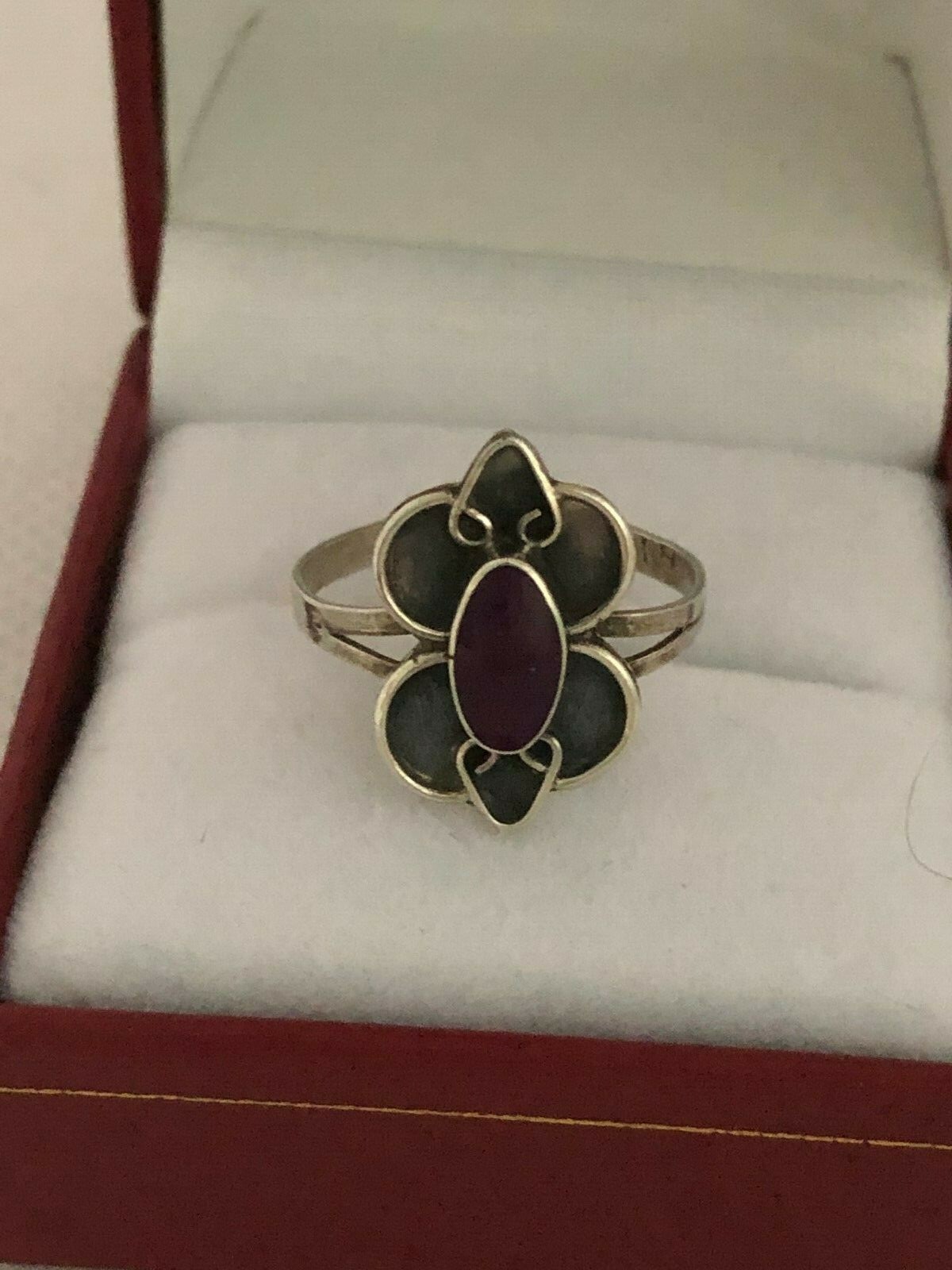 Sterling ring with purple marquise stone