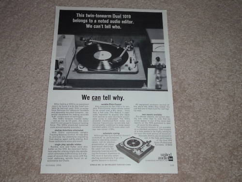 Dual 1019 twin-tonearm Turntable Ad, 1966,Article, RARE