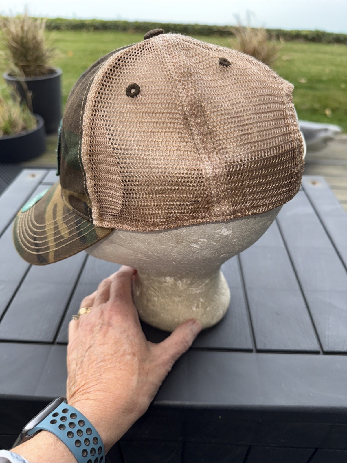 Silvers Insurance Group Green Tan Patch on Camo Gold Trucker Hat Cap SnapBack