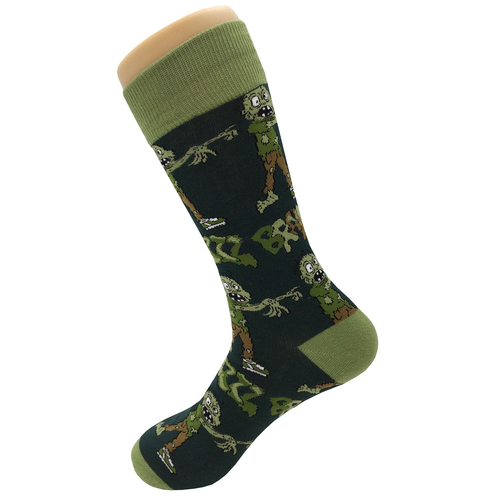 NWT Hungry Zombie Dress Socks Novelty Men 8-12 Green Crazy Fun Sockfly
