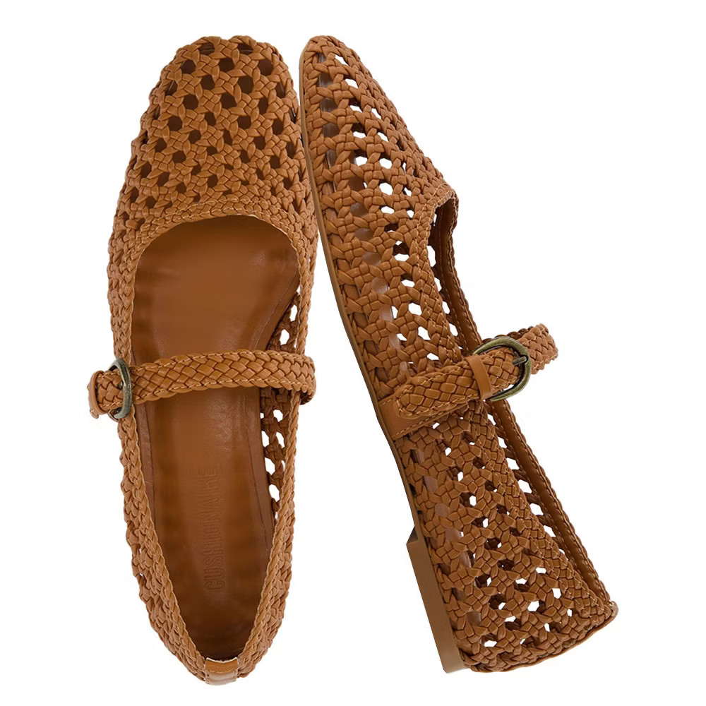 CUSHIONAIRE Weston Women’s Hand Woven Dressy Ballet Flats – Faux Leather Mary