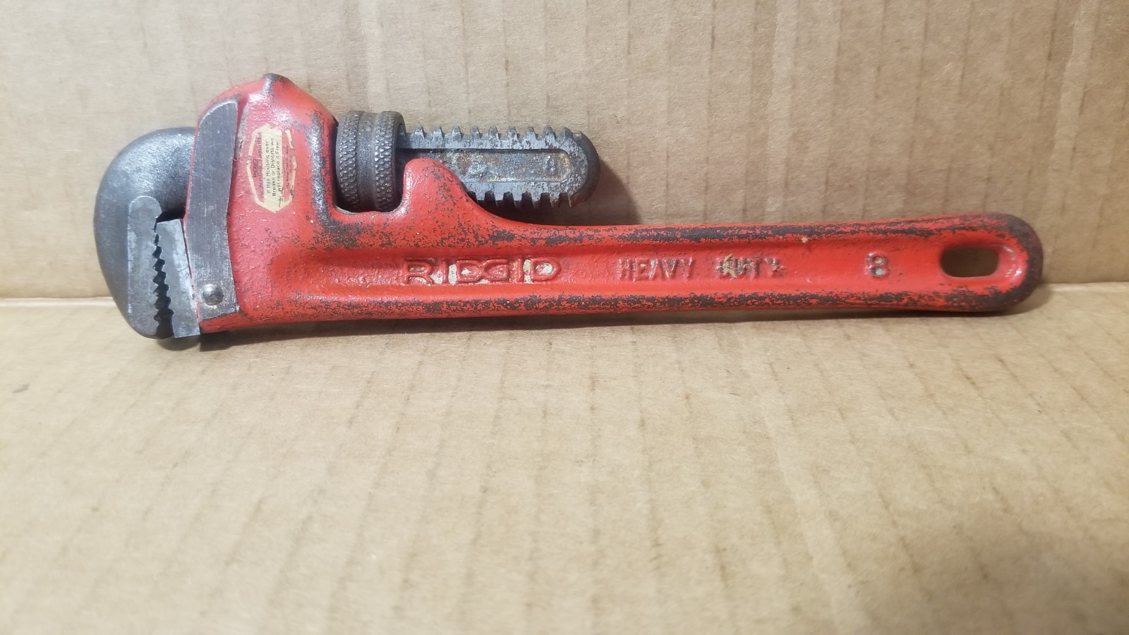 Vintage Ridgid 8" Red Heavy Duty Pipe Wrench Working VGC