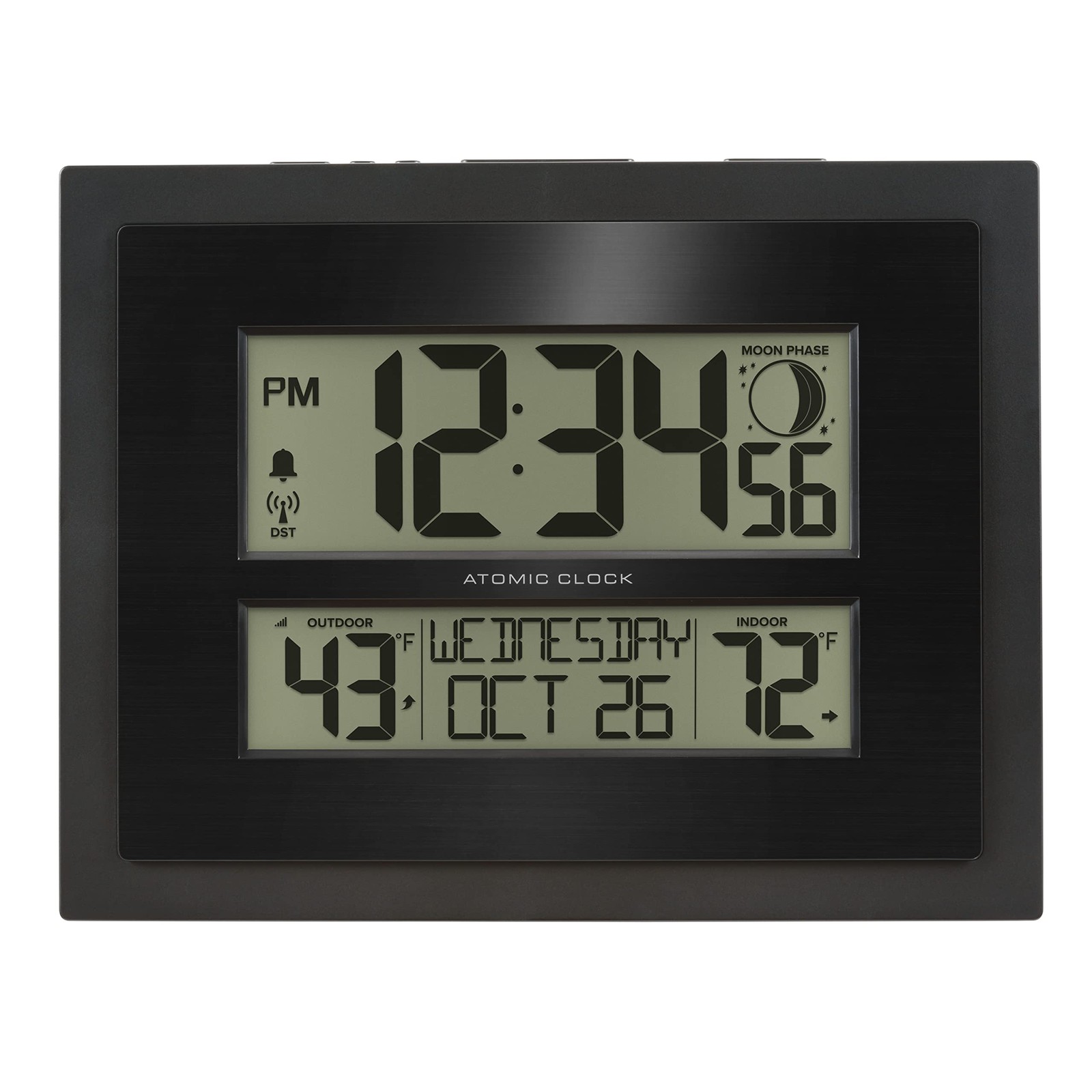 Digital Atomic Clock with Outdoor Temperature & Moon Phase Display