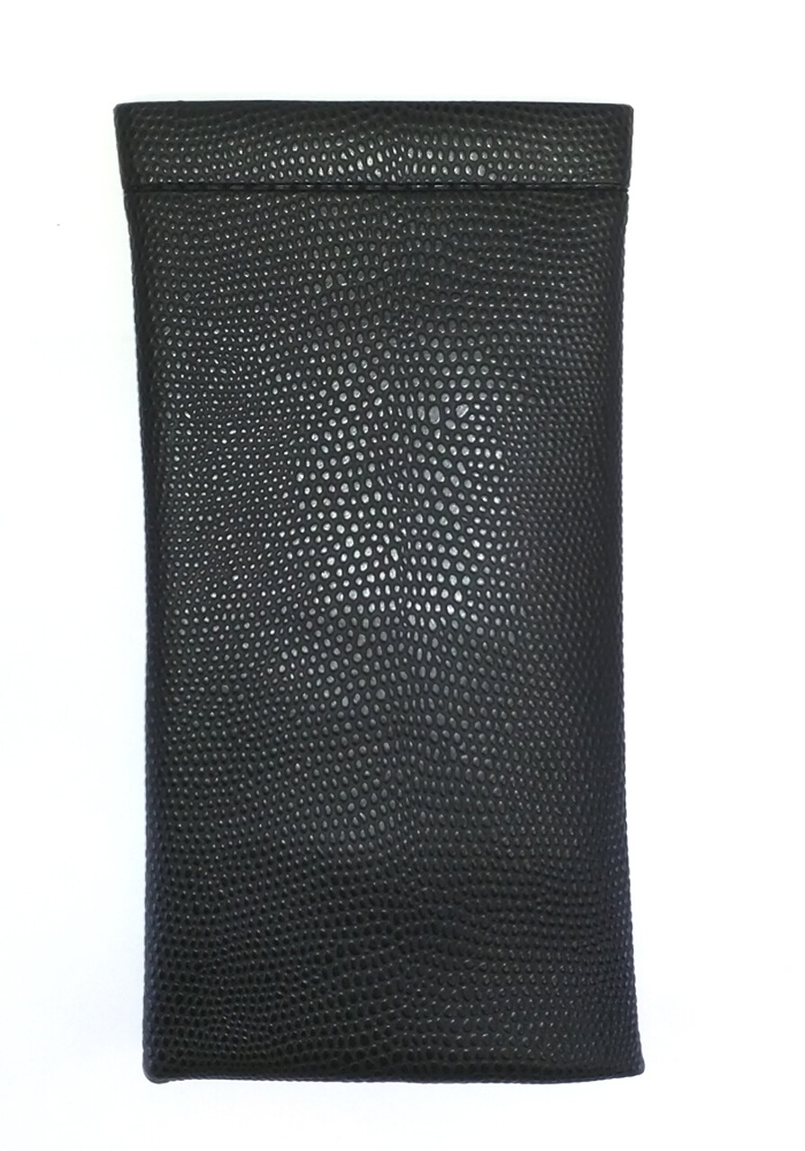Soft Spring Top Eyeglass Case Squeeze Snap Closure Snakeskin Colors Synt.Leather