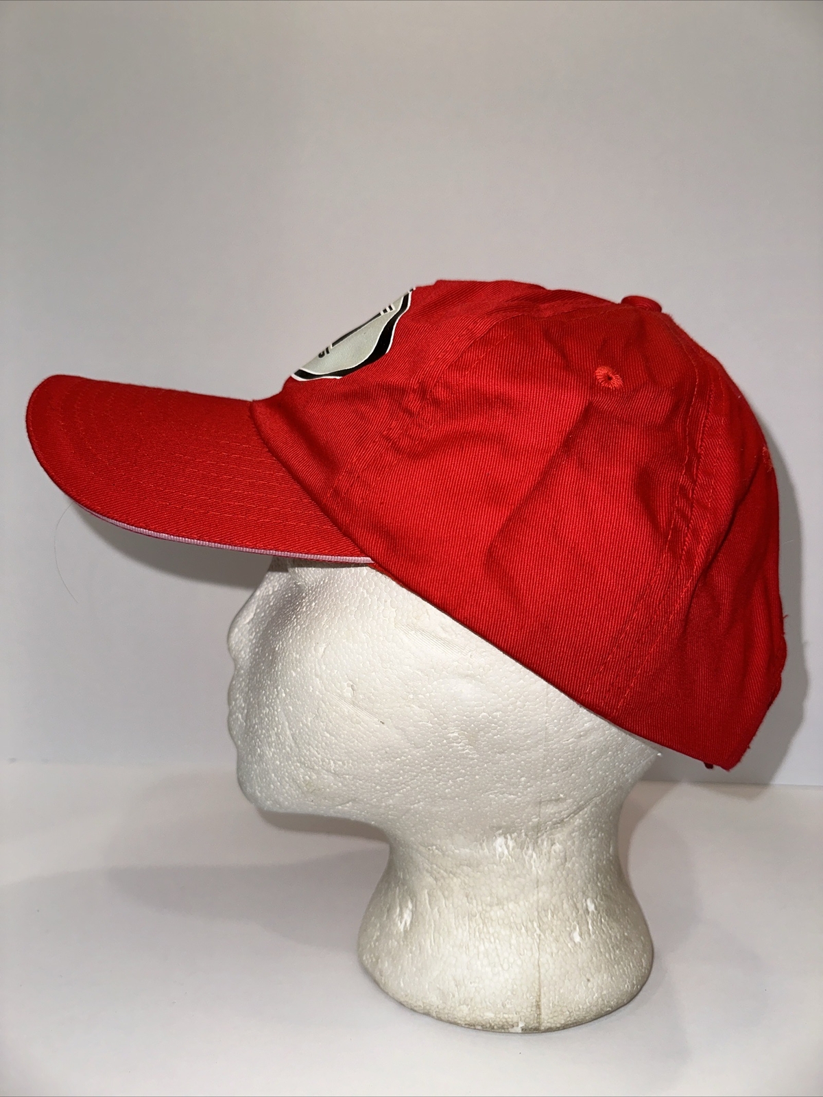 TSA Racing Logo Hat Cap Red Screen Print Hook Loop White Bill Edge Hook Loop