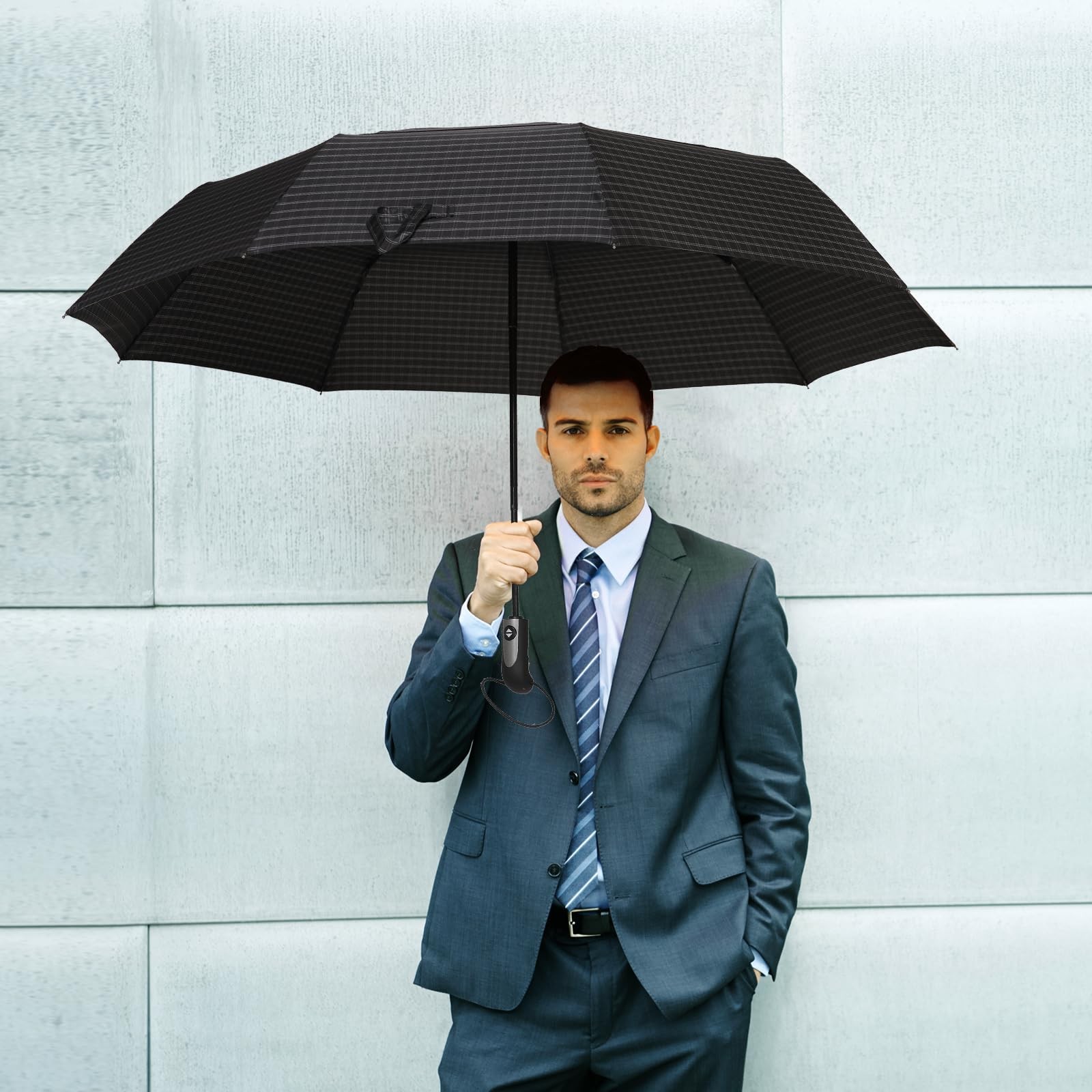 54 Inch Large Compact Umbrella Auto Open Close - 3 Folding Portable for Rain