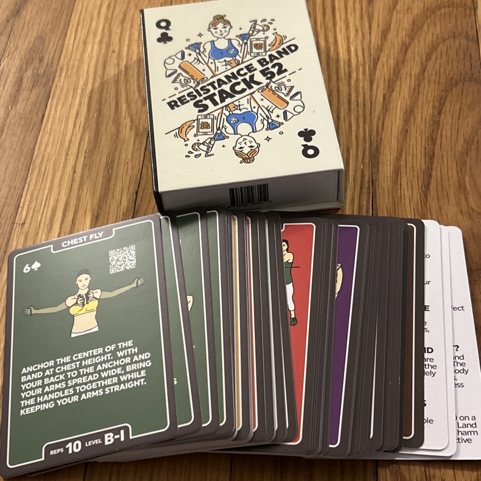 Stack 52 Resistance Band Exercise Cards Workout Game With Box