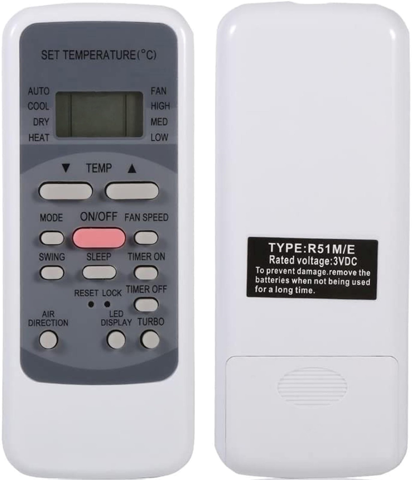 Universal Remote Control Replacement for Midea Air Conditioner black/white