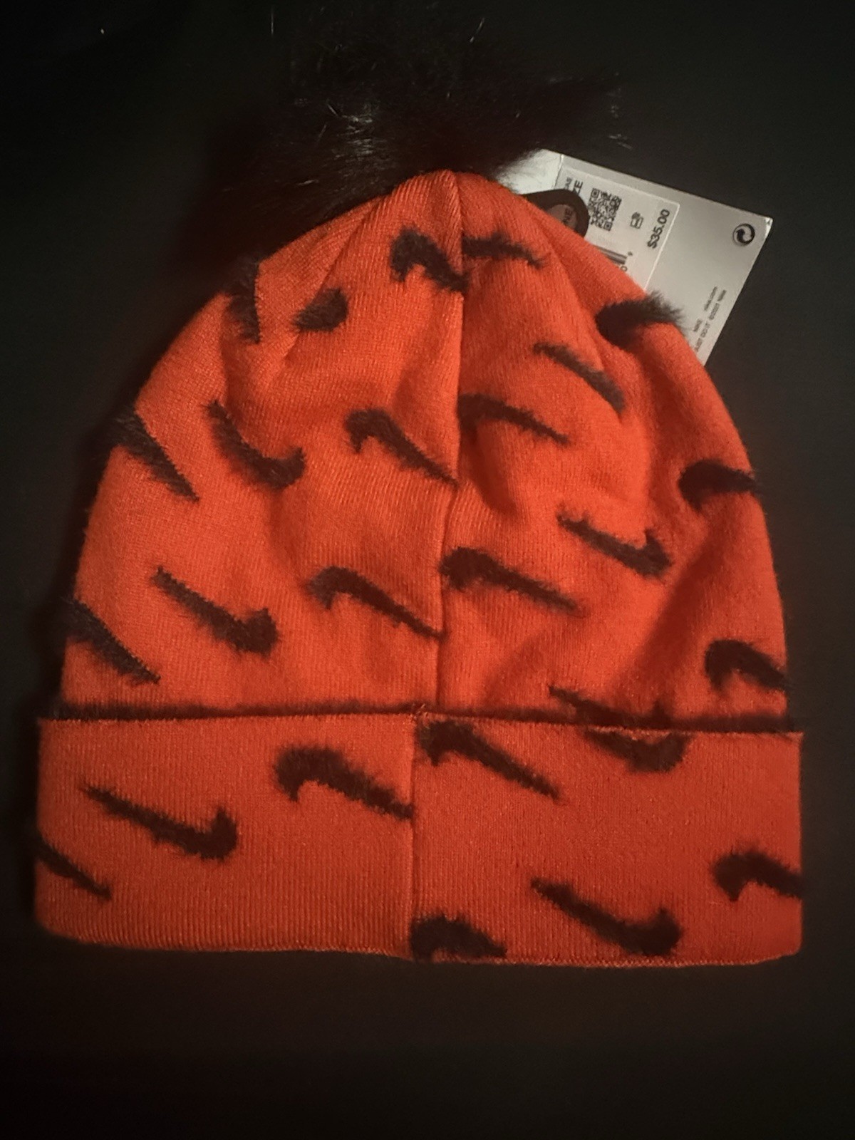 Nike Beanie Knit Hat Holiday Unisex Removable Pom Pom Youth Kids