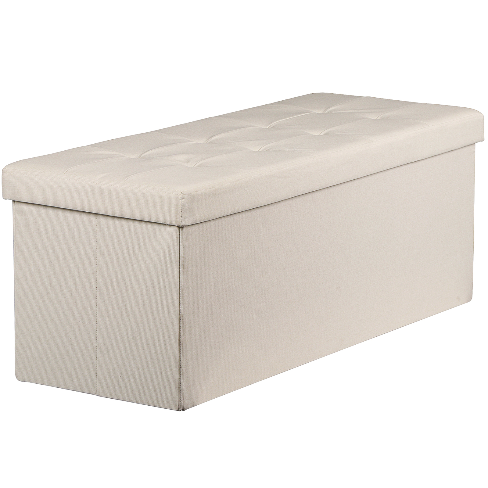43" High Folable Storage Ottoman Bench Storage Stools Footrest Home Decor Beige