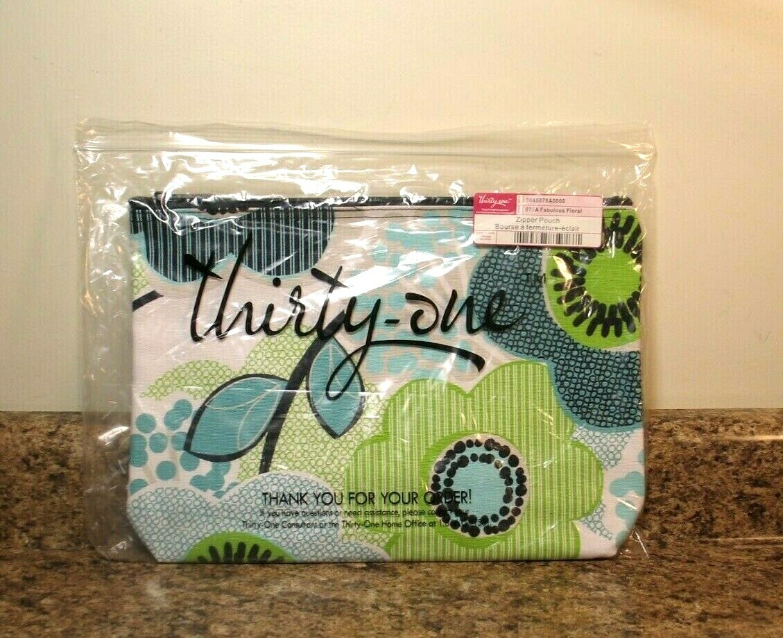 Thirty One Zipper Pouch Fabulous Floral Design New