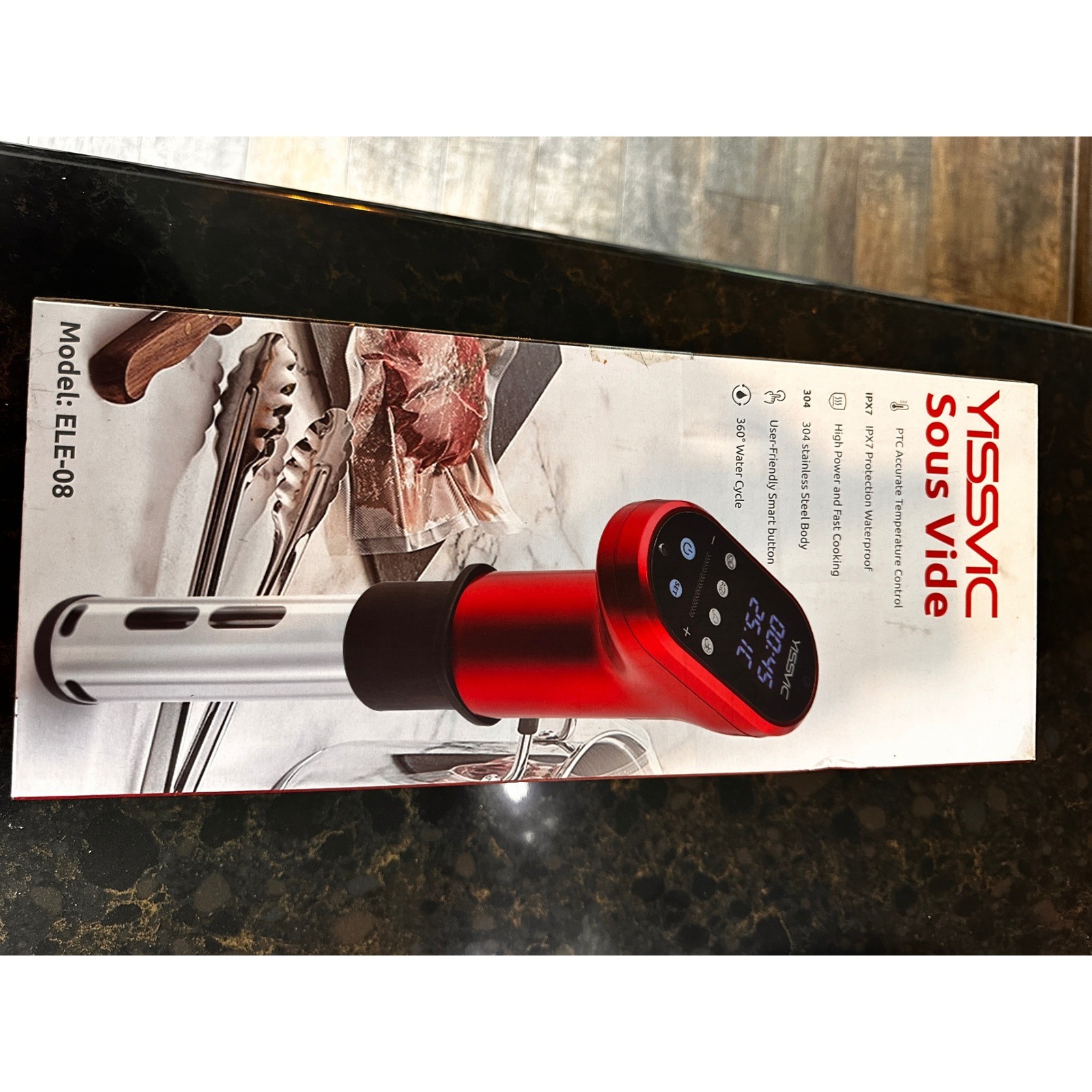 YISSVIC Sous Vide Immersion Circulator 1000W Red Stainless Steel ELE-08 IPX7