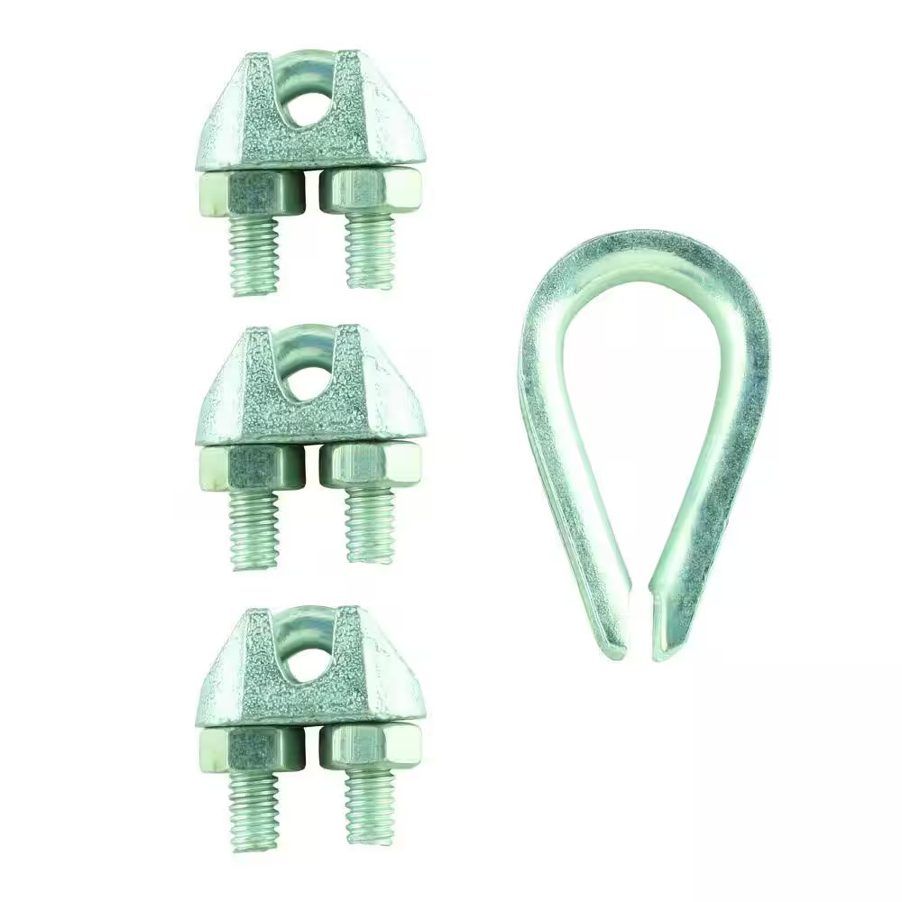 1/4 In. Zinc-Plated Wire Rope U-Bolt Clamp Set (8-Pack)
