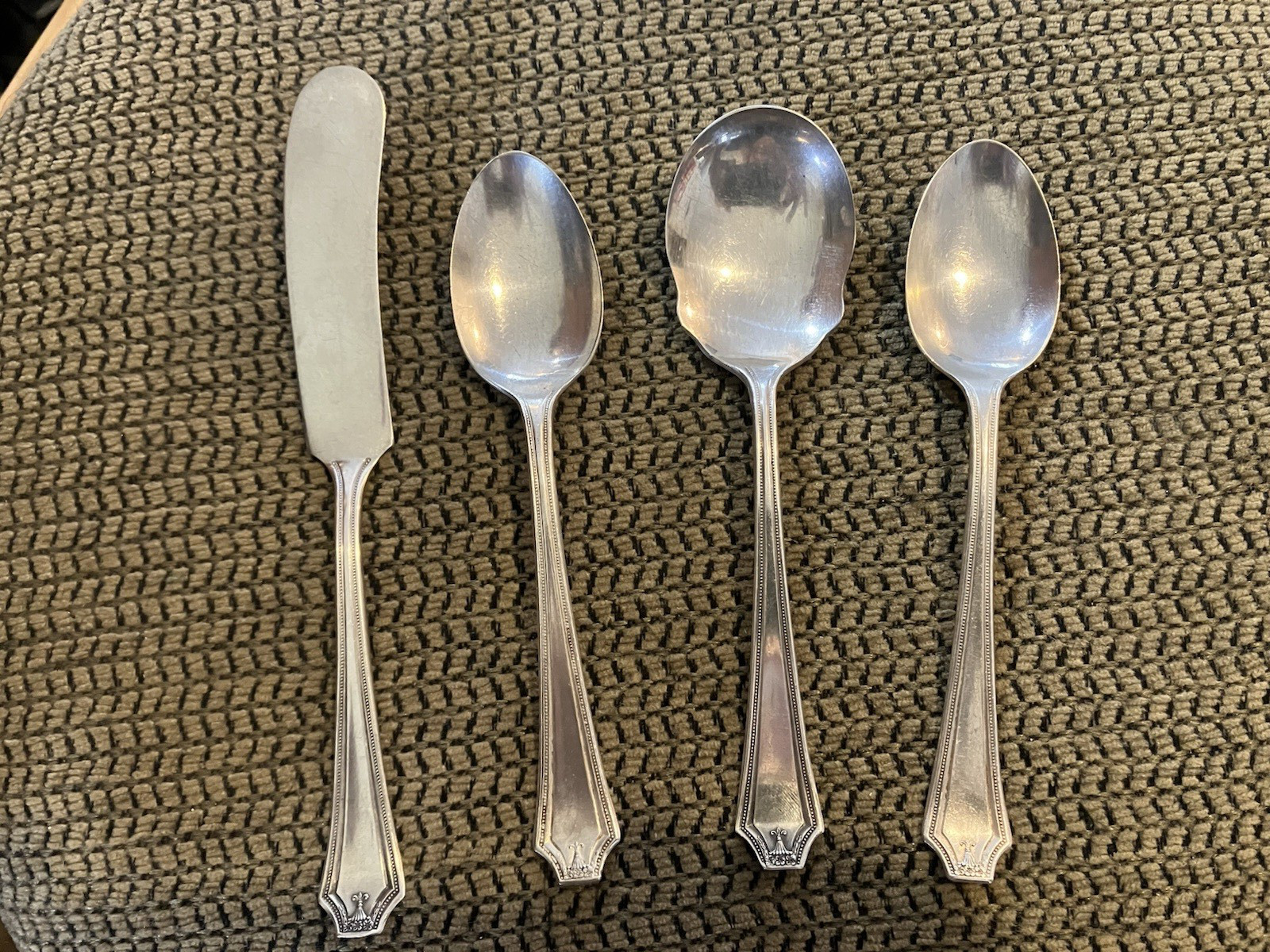 4 Pcs Silver Plate Vtg  Flatware Rogers Penco Co Panama Lot Spoons Butter Knife