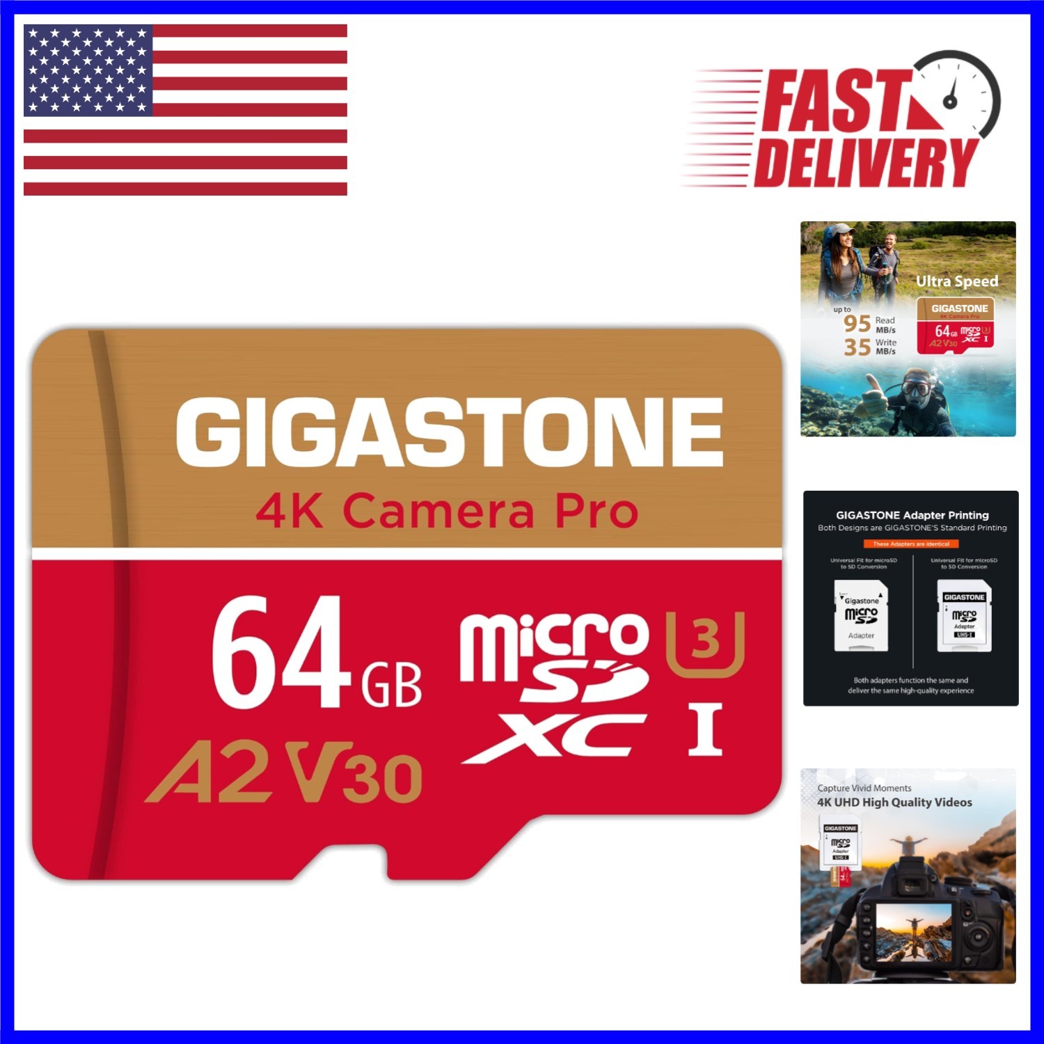 High-Speed 64GB Micro SD Card for Action Cameras - 5- Free Recovery Included