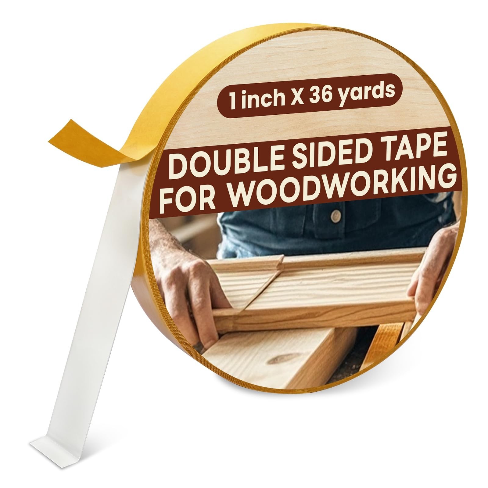 Double Sided Tape for Woodworking 1-Inch by 36 Yards(1roll for Wood Template ...