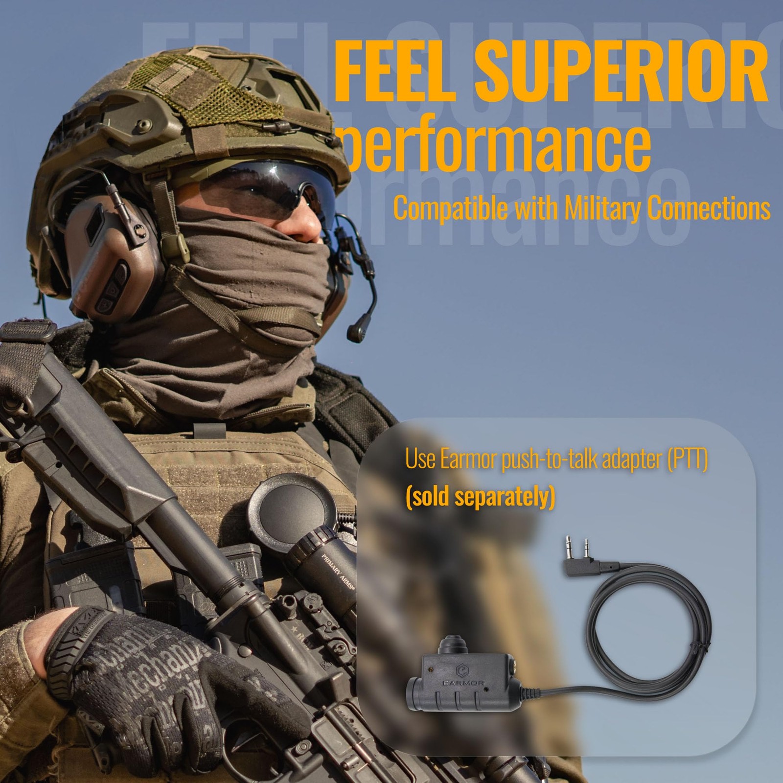 EARMOR M32 PLUS Tactical Headset for Helmet - Noise Plus, 4. Coyote