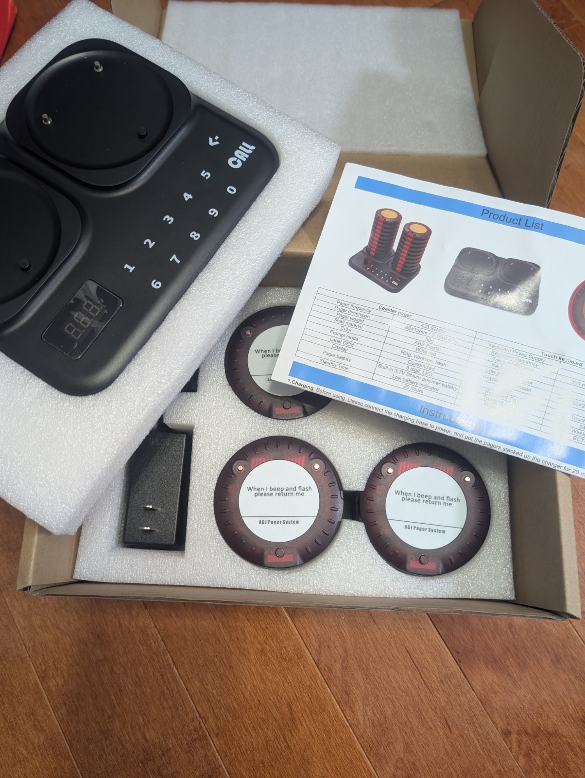 AGJ Restaurant Pager System  Wireless Calling System w/ 20 Pagers Beeper Buzzer