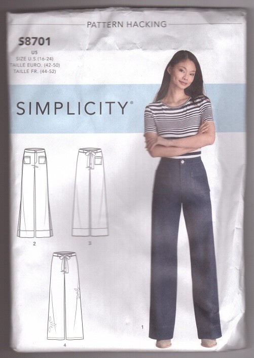 Simplicity S8701 Women's Pants Sewing Pattern Size 16-24