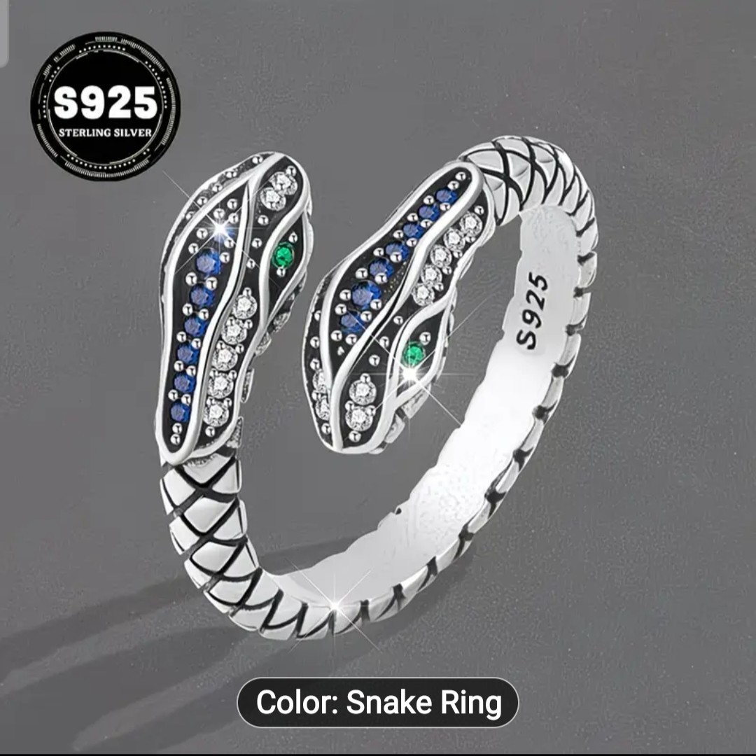 925 Sterling Silver Adjustable Snake Ring RNG19