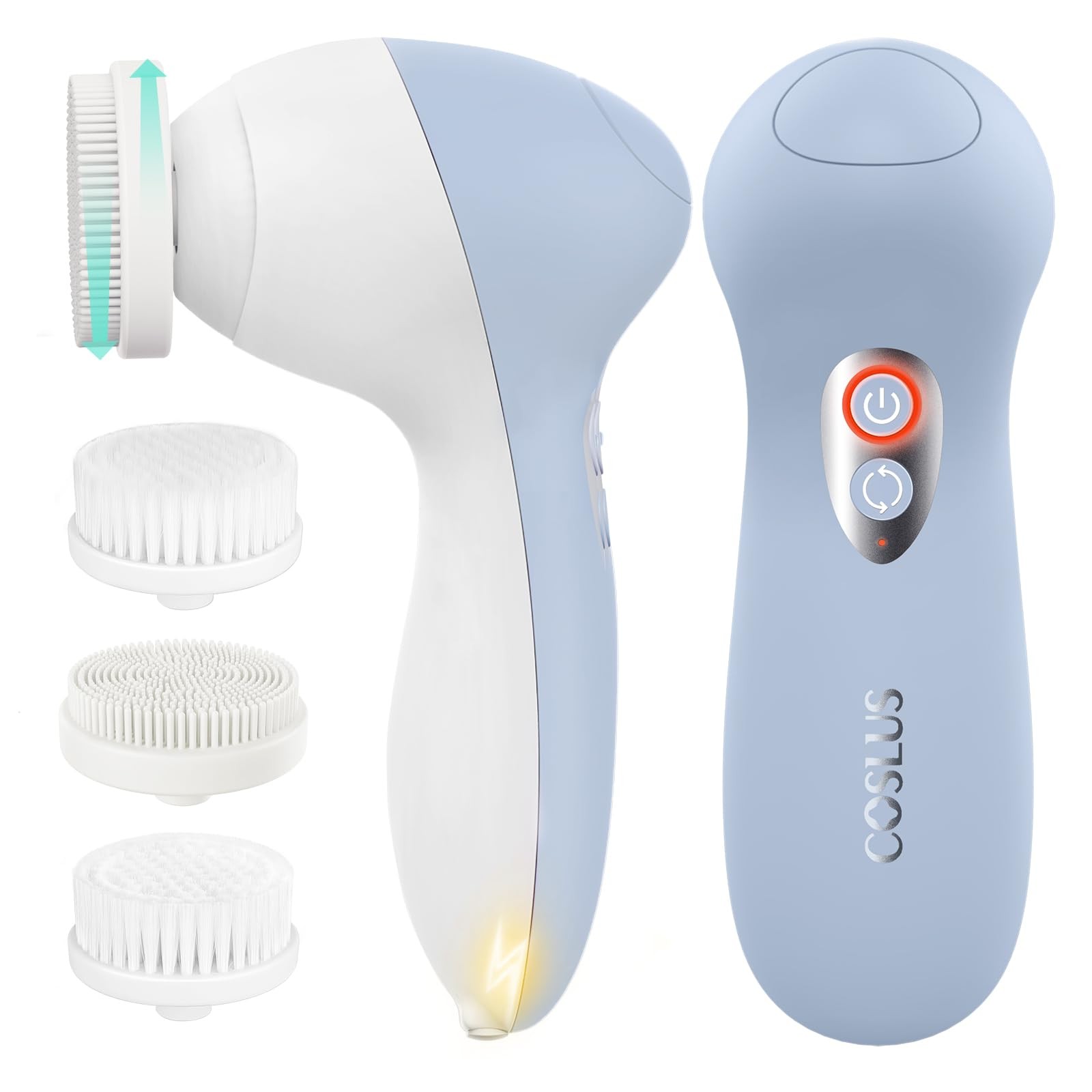 COSLUS FBX04 Powered Facial Cleansing Brush: Rechargeable Electric Face Blue