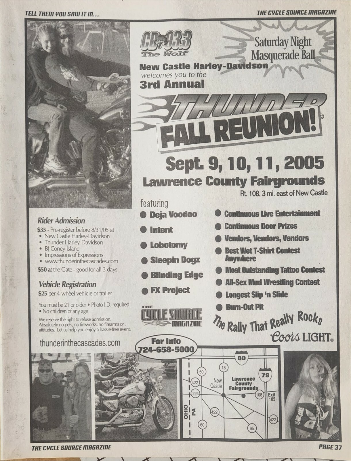 2003 3rd Annual Thunder Reunion Lawrence County Fairgrounds Print Ad Flyer