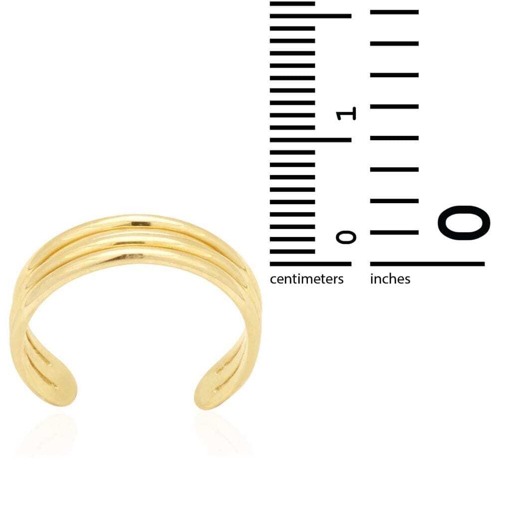14k Real Gold Yellow White Three Wire Fancy Toe Ring