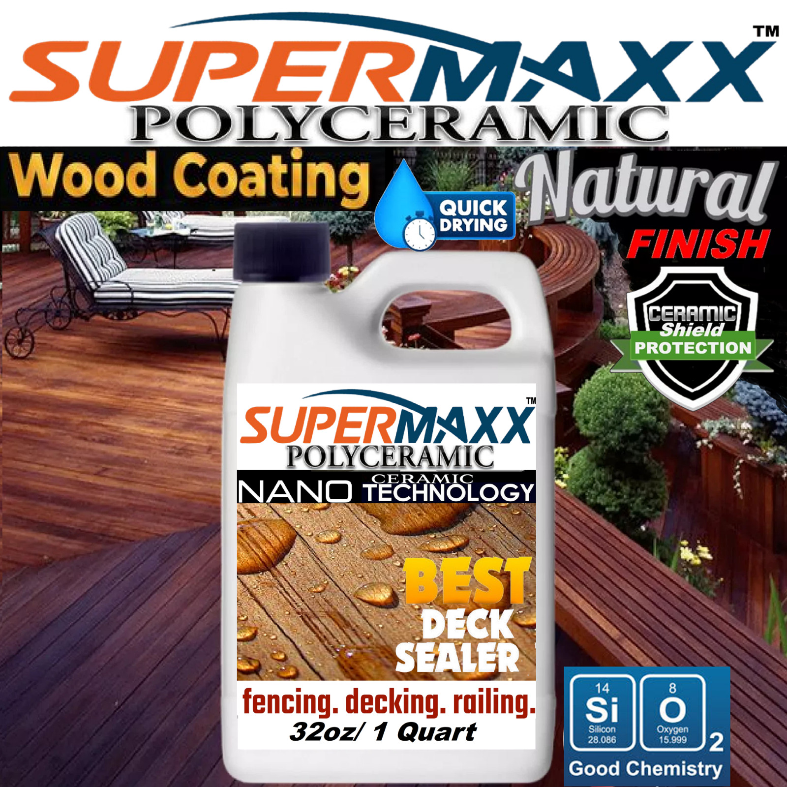 WOOD SEALER COLOR ENHANCER CERAMIC COATING PROFESSIONAL PROTECTION - 1 QUART