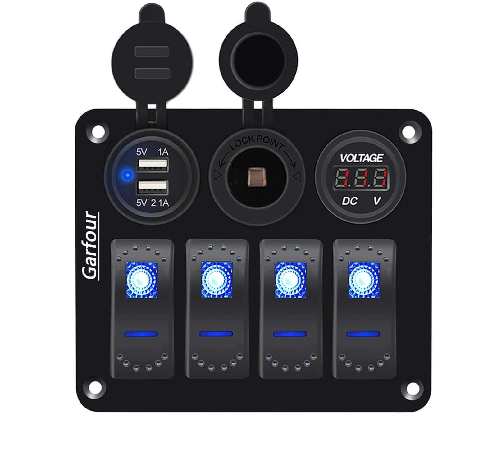 4 Gang Boat Switch Panel, Marine-Grade Waterproof Aluminum Switch Panel with ...