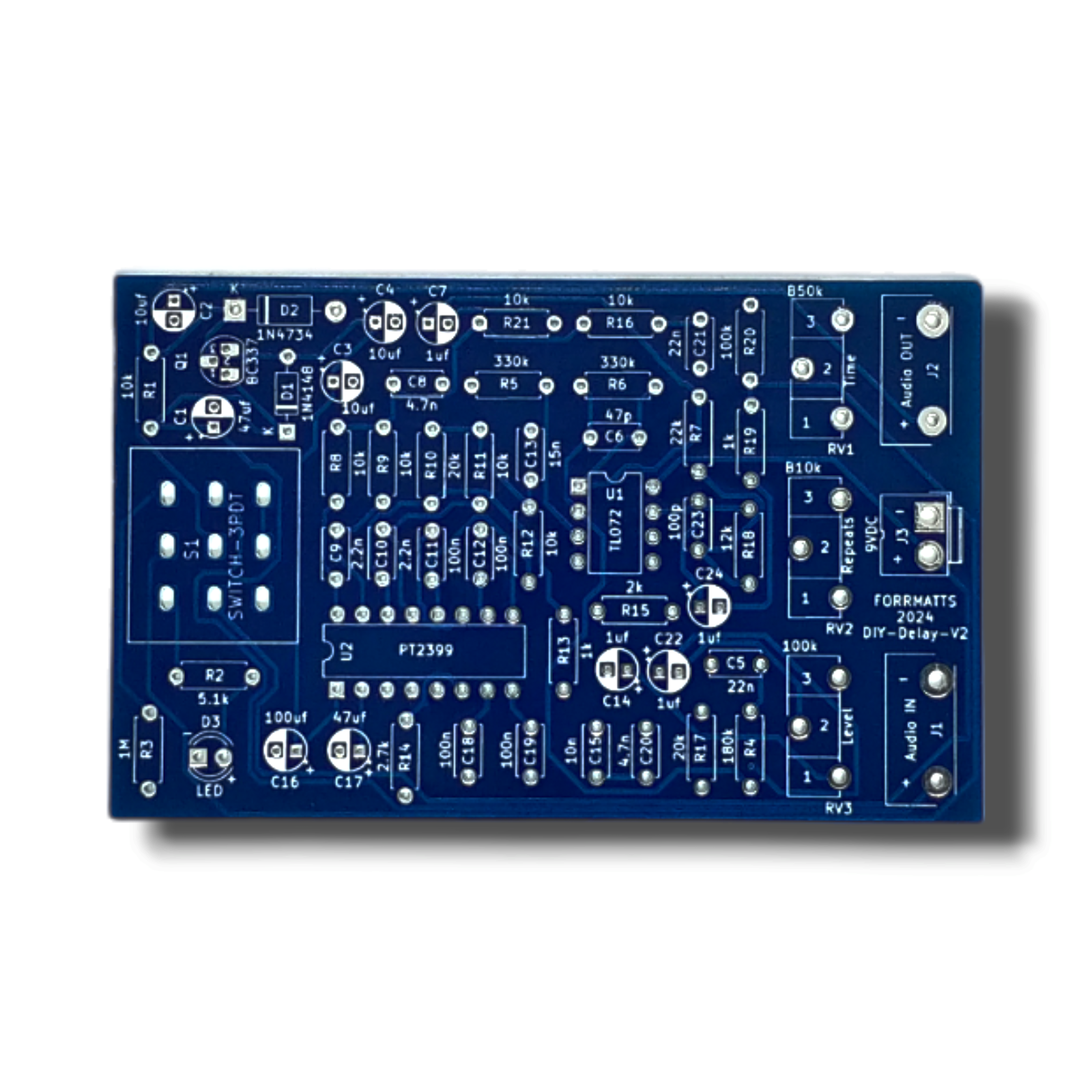 FORRMATTS DIY-Delay Guitar Pedal PCB