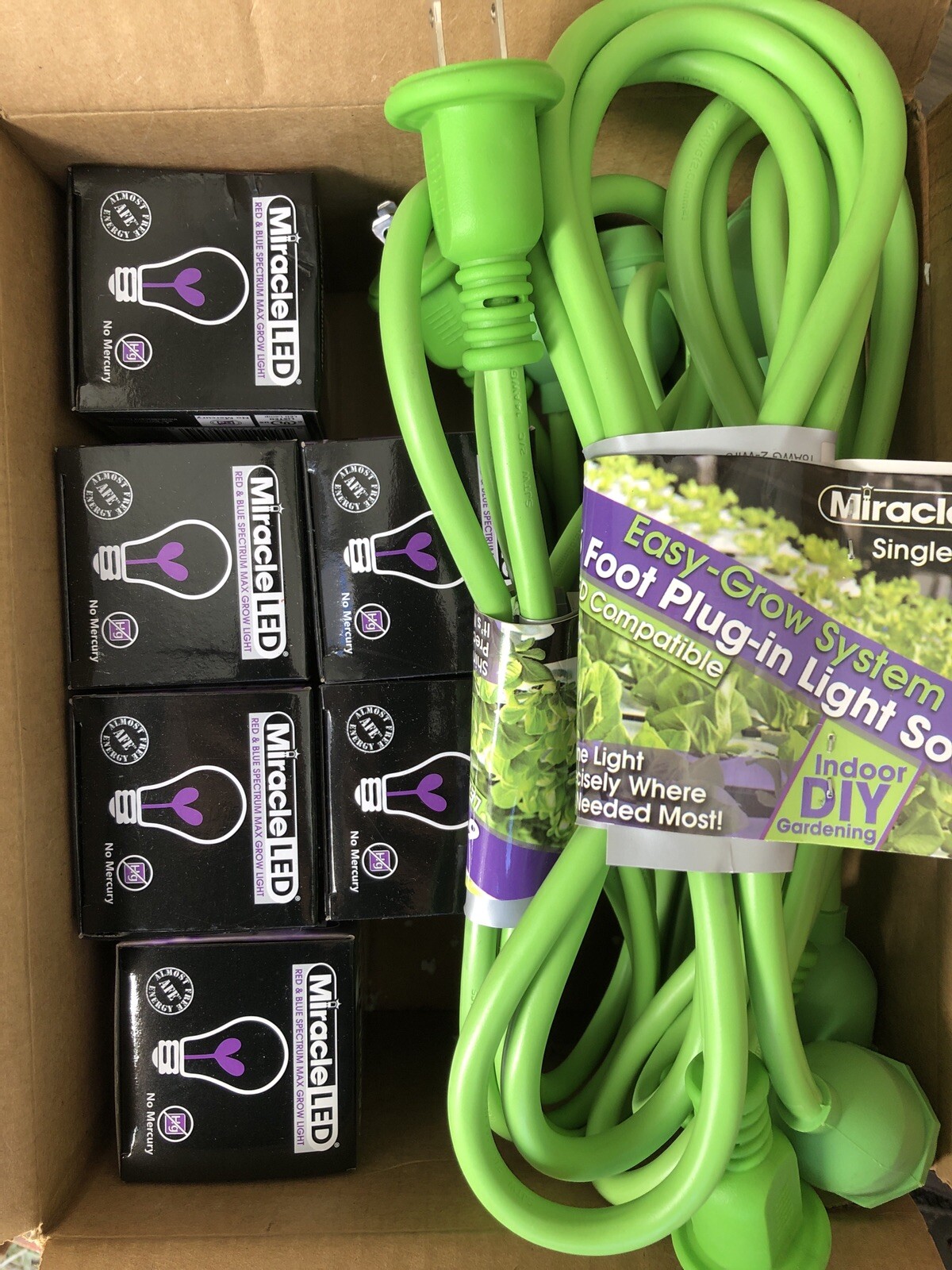 Miracle LED Corded 6 Pack Grow Light Kit With 6 Bulbs Full Spectrum And Red