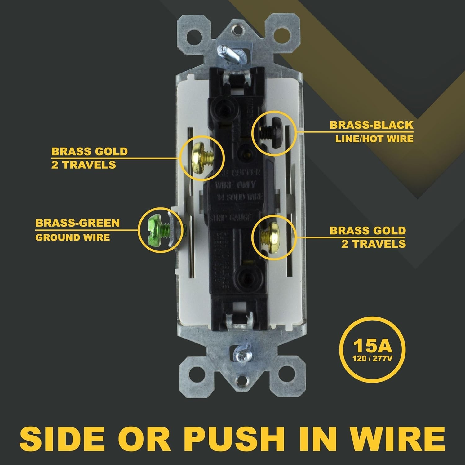 Compact 15A Rocker Switch for 3-Way Lighting, Easy Install, -Certified White