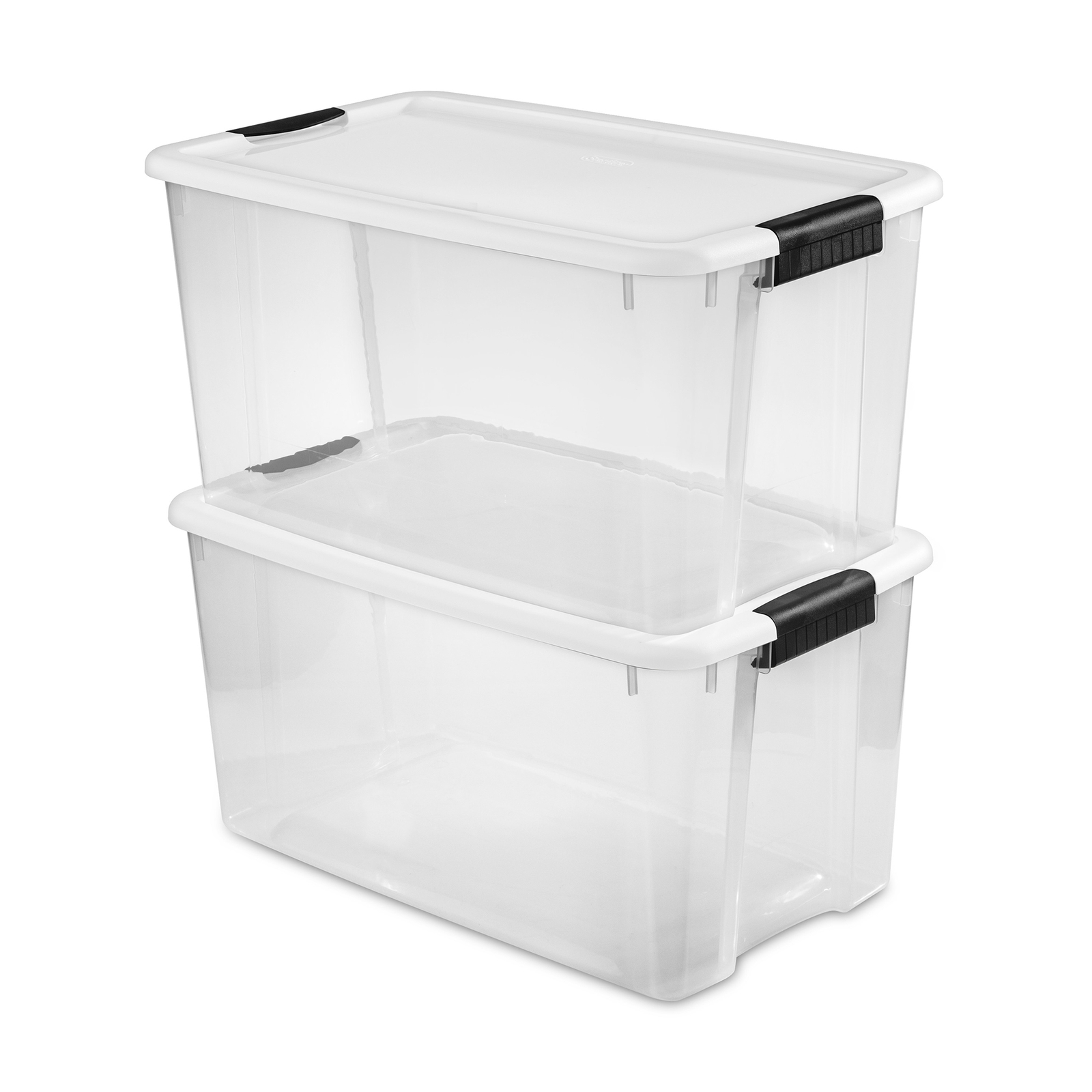 Sterilite 70 Qt Clear Plastic Stackable Storage Bin w/ White Latch Lid, 12 Pack