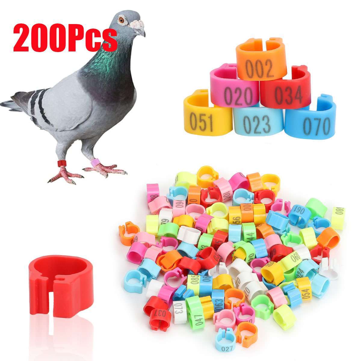 200pcs Leg Bands Plastic Chicken Pheasant Poultry Duck Bird Leg Rings ID Tags